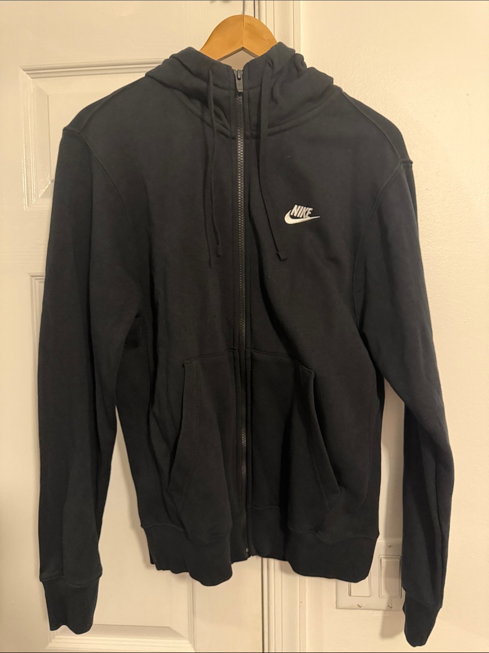 Nike Black Full-Zip Hoodie Jacket with White Swoosh